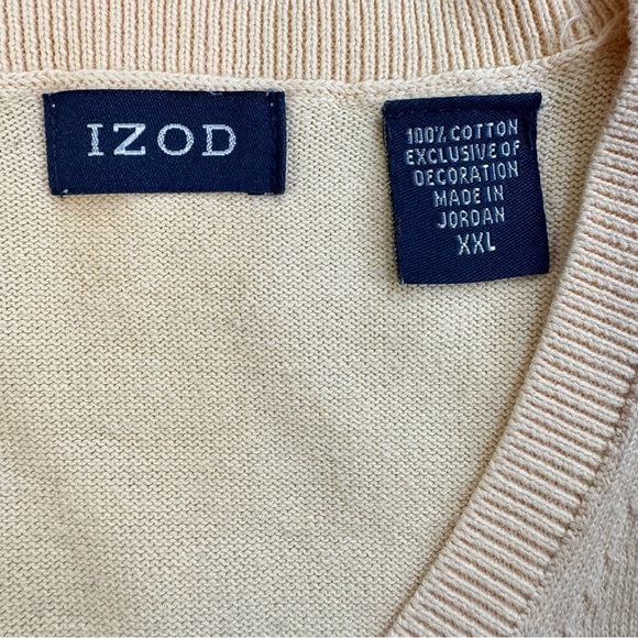 IZOD Vintage Mens Vneck Sweater Vest Pullover Sleeveless Yellow 100% Cotton  XXL - Picture 4 of 5